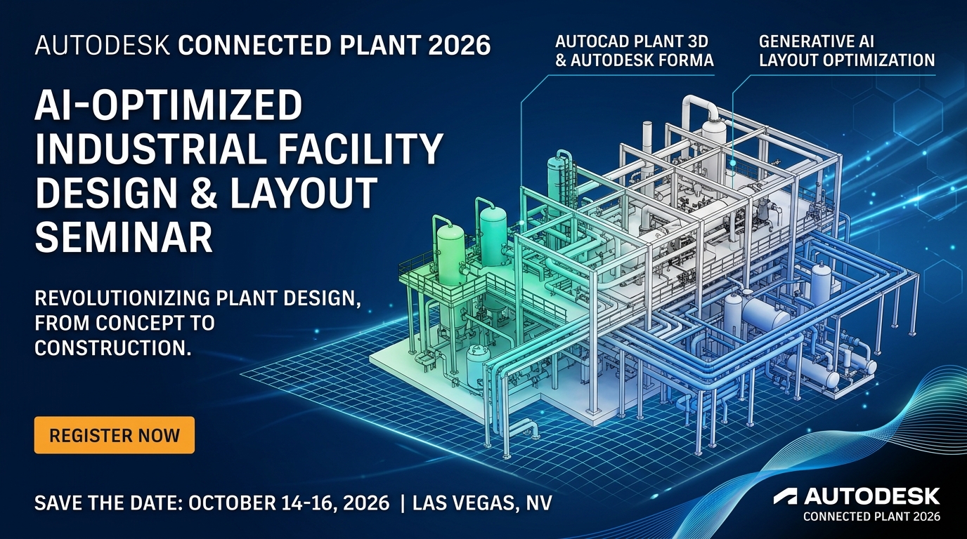 Autodesk Connected Plant 2026 Plant 3DとAI連携イメージ