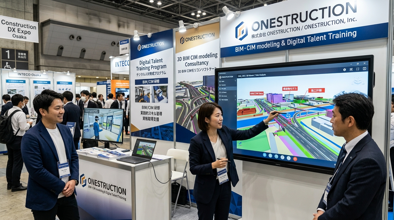 ONESTRUCTION 建設DX展大阪とBIM人材育成イメージ