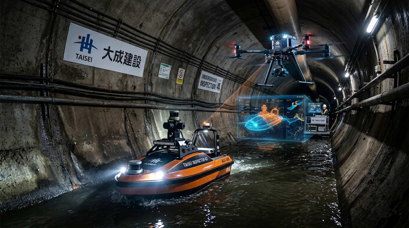 大成建設 T-pipe vision 360ドローン管路点検イメージ