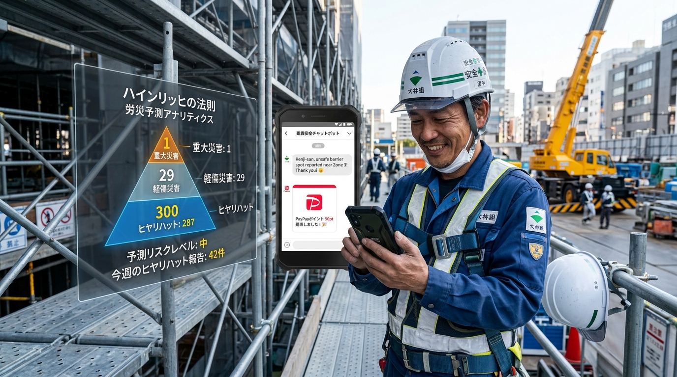 安藤ハザマ LisB direct ヒヤリハット PayPay ハインリッヒの法則 AI労災予測