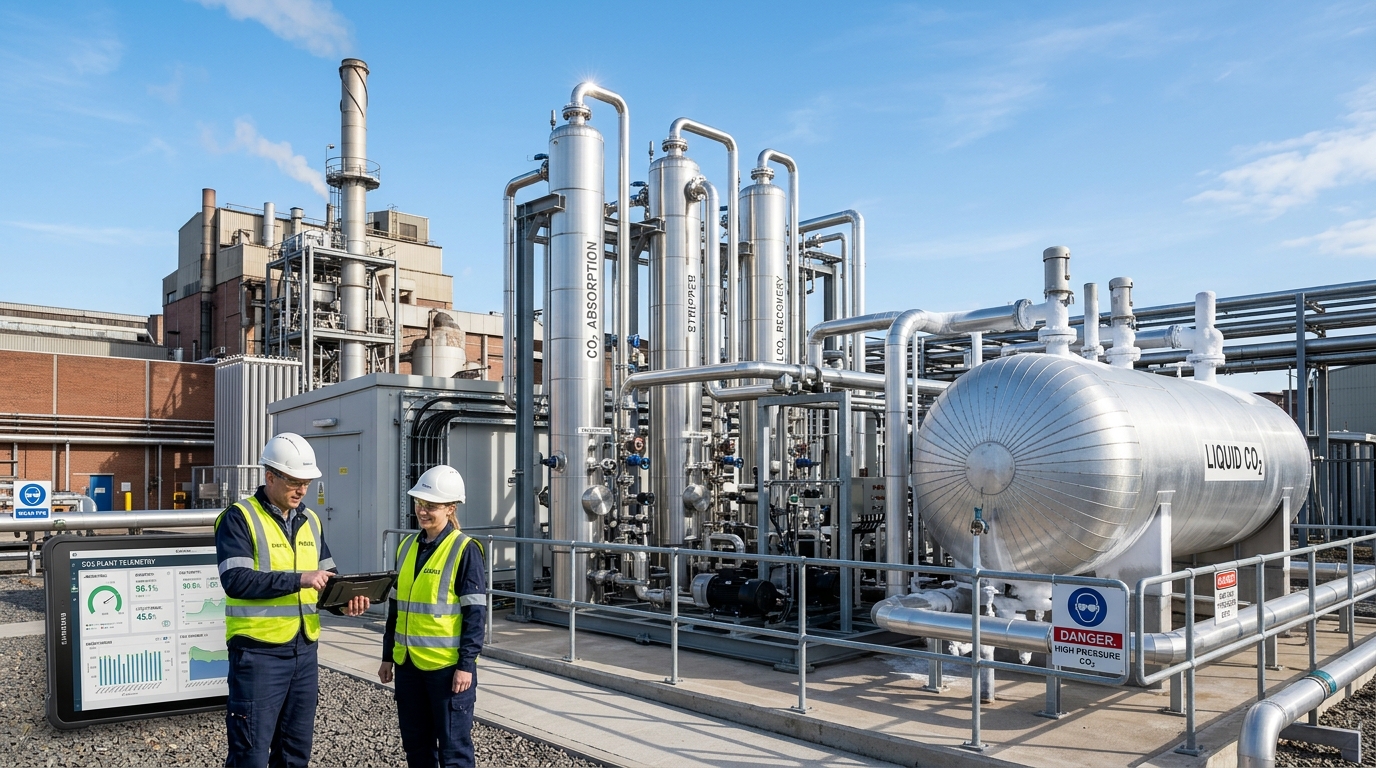 日立プラントサービス 日本特殊陶業 高圧ガス工業 小型液化CO2回収プラント CCUS 脱炭素
