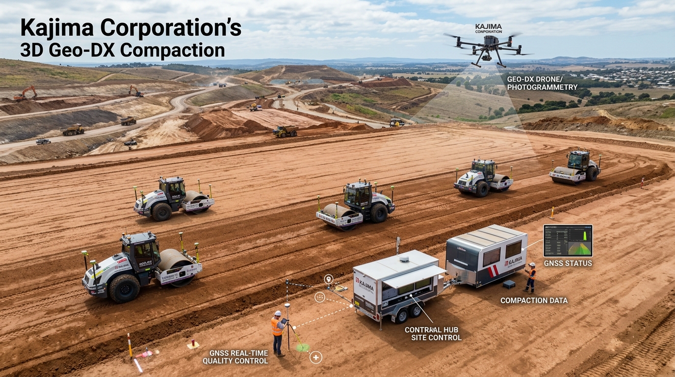 鹿島建設 Geo-DX Compaction 土工自動転圧イメージ