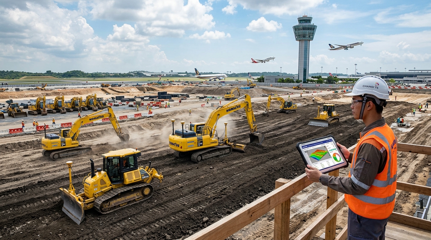 コマツ シンガポール チャンギ空港 T5 スマートコンストラクション ICT建機 2026