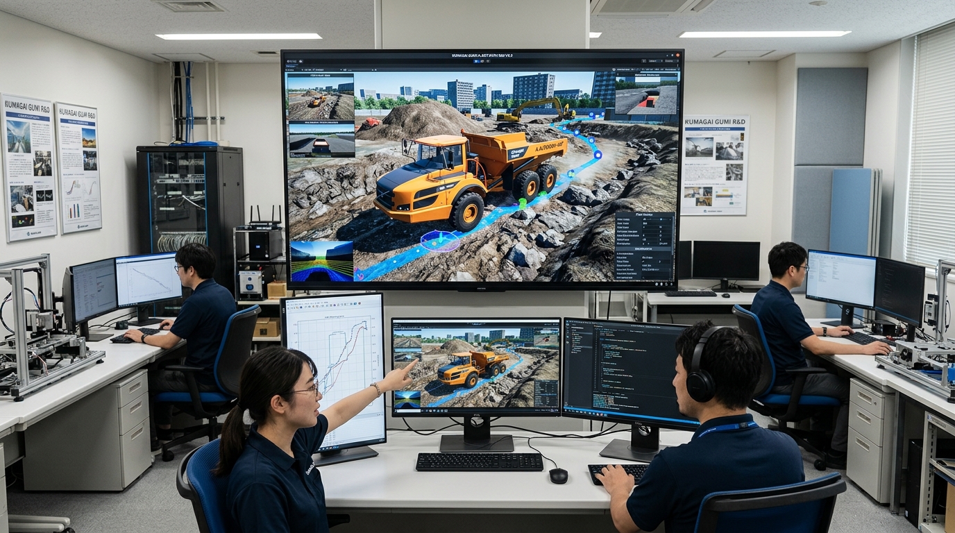 熊谷組 ADT建機自動運転シミュレータイメージ