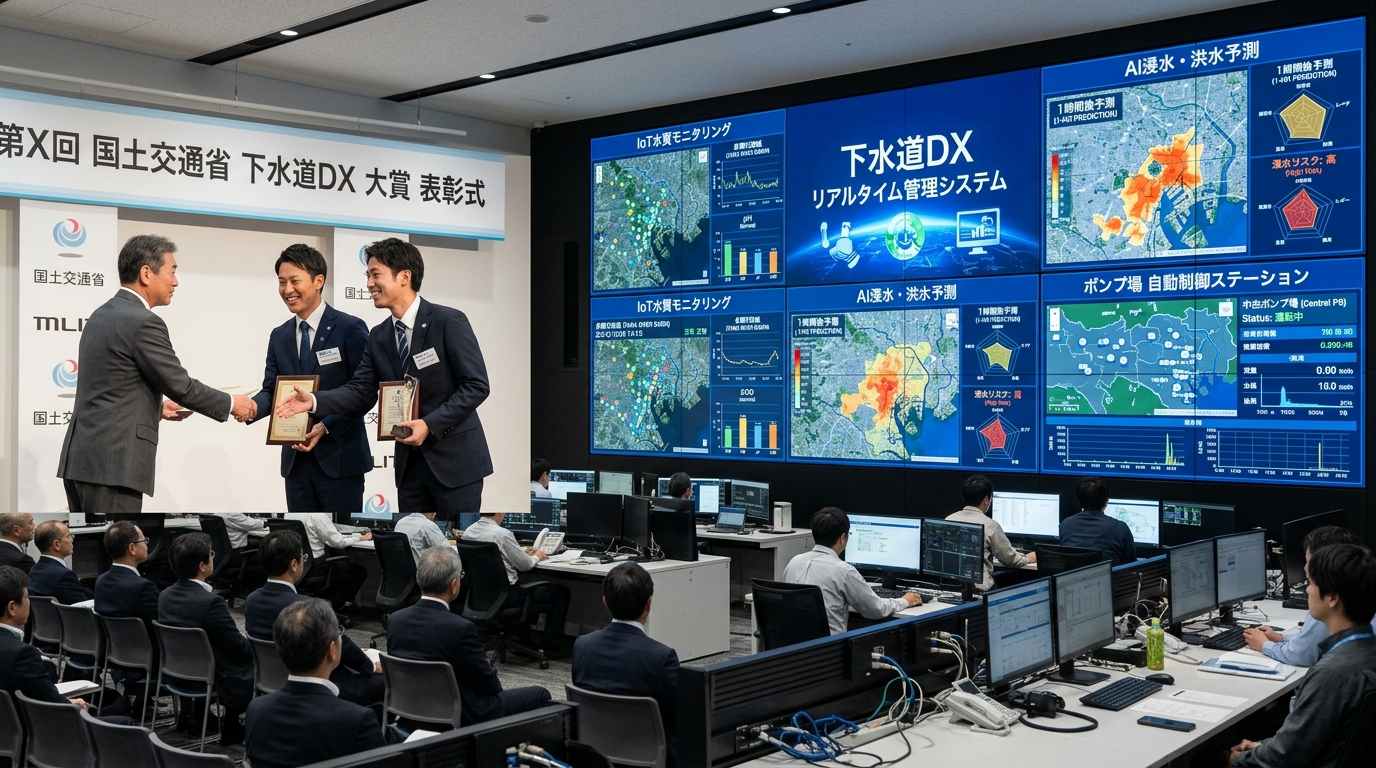 国土交通省 令和8年度 下水道賞 IoT水質監視 AI水位予測 DX