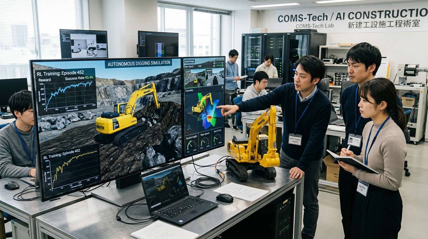 西松建設 アジアクエスト 建設重機 自動運転 AI内製化 強化学習 シミュレーション