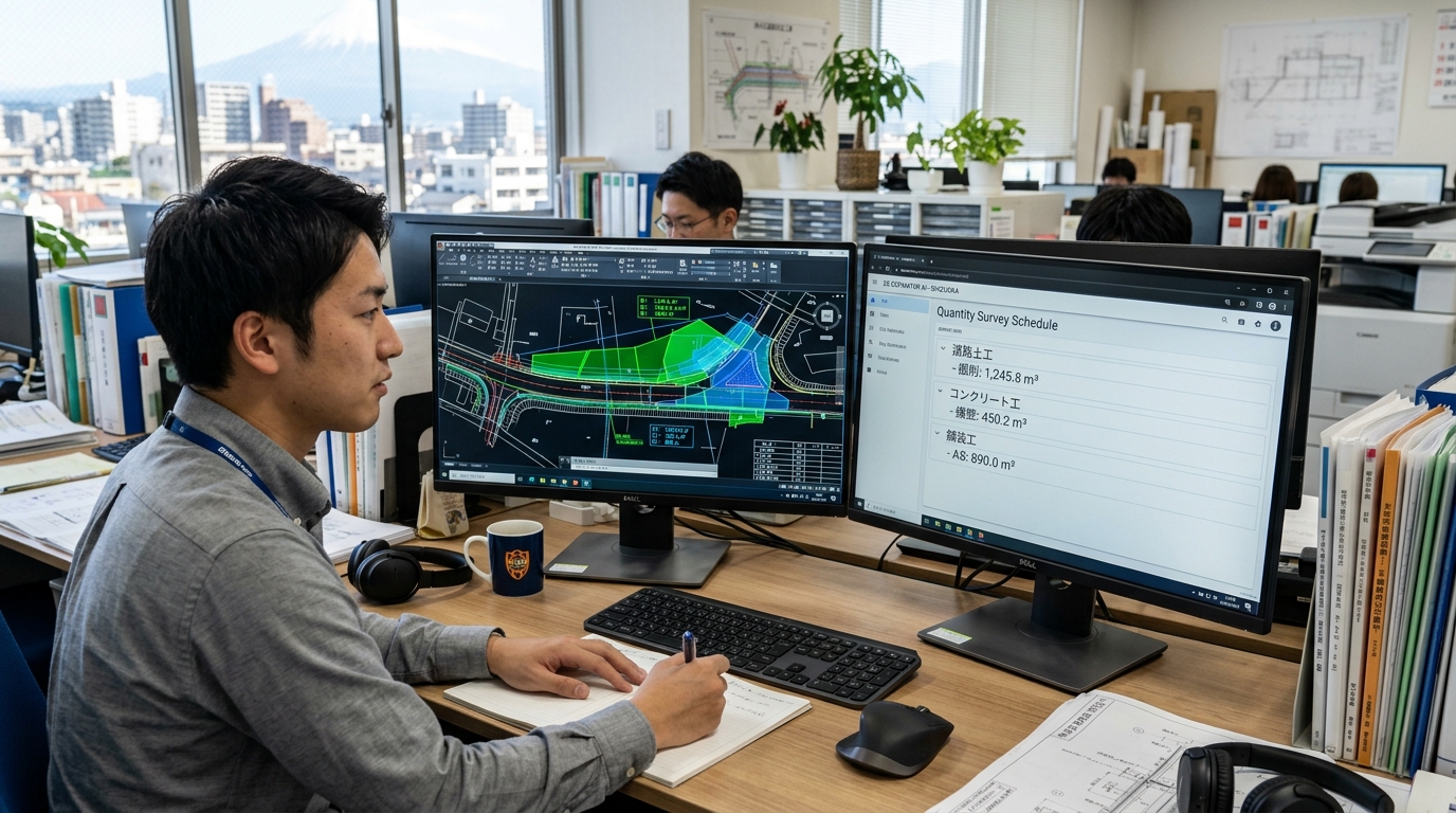 renue 丸紅 土木図面 数量拾い出し AI積算 アシスタント 12時間から10分