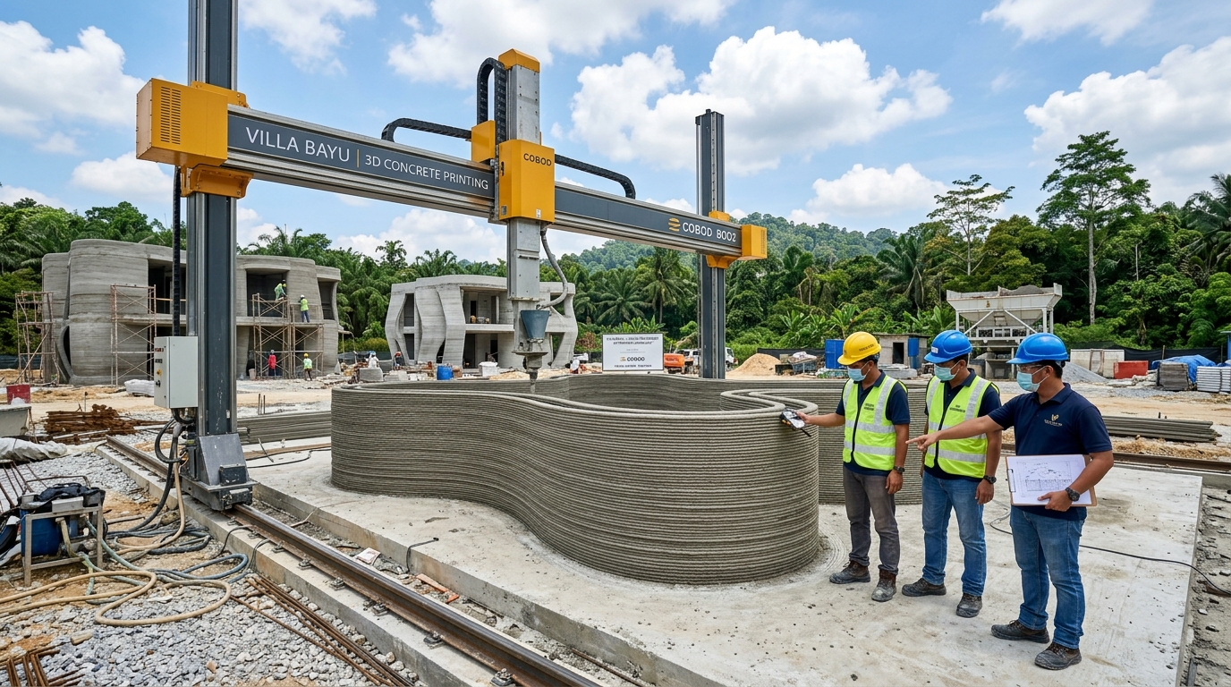 V3D Asia マレーシア CIDB G7 建設用3Dプリンティング Villa Bayu 住宅施工 DX